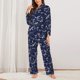 thumbnail image 2 of Fotbe Hawaiian Style Conjunto de Pijama de Manga Larga para Mujer con Estampado, Ropa de Dormir de 2 Piezas, Conjunto de Casa Suave y Cómodo con Bolsillos-Large, 2 of 7