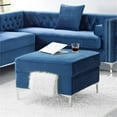 thumbnail image 2 of Posh Living Levi Tufted Velvet Storage Ottoman with Chrome Legs in Navy Blue, 2 of 9