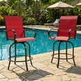thumbnail image 1 of IdealHouse Ensemble de 2 Tabourets de Bar Pivotants d'Extérieur avec Accoudoirs à Dossier Haut, Chaises de Patio Résistantes aux Intempéries, Assise Haute Rouge pour Terrasse Patio, 1 of 6