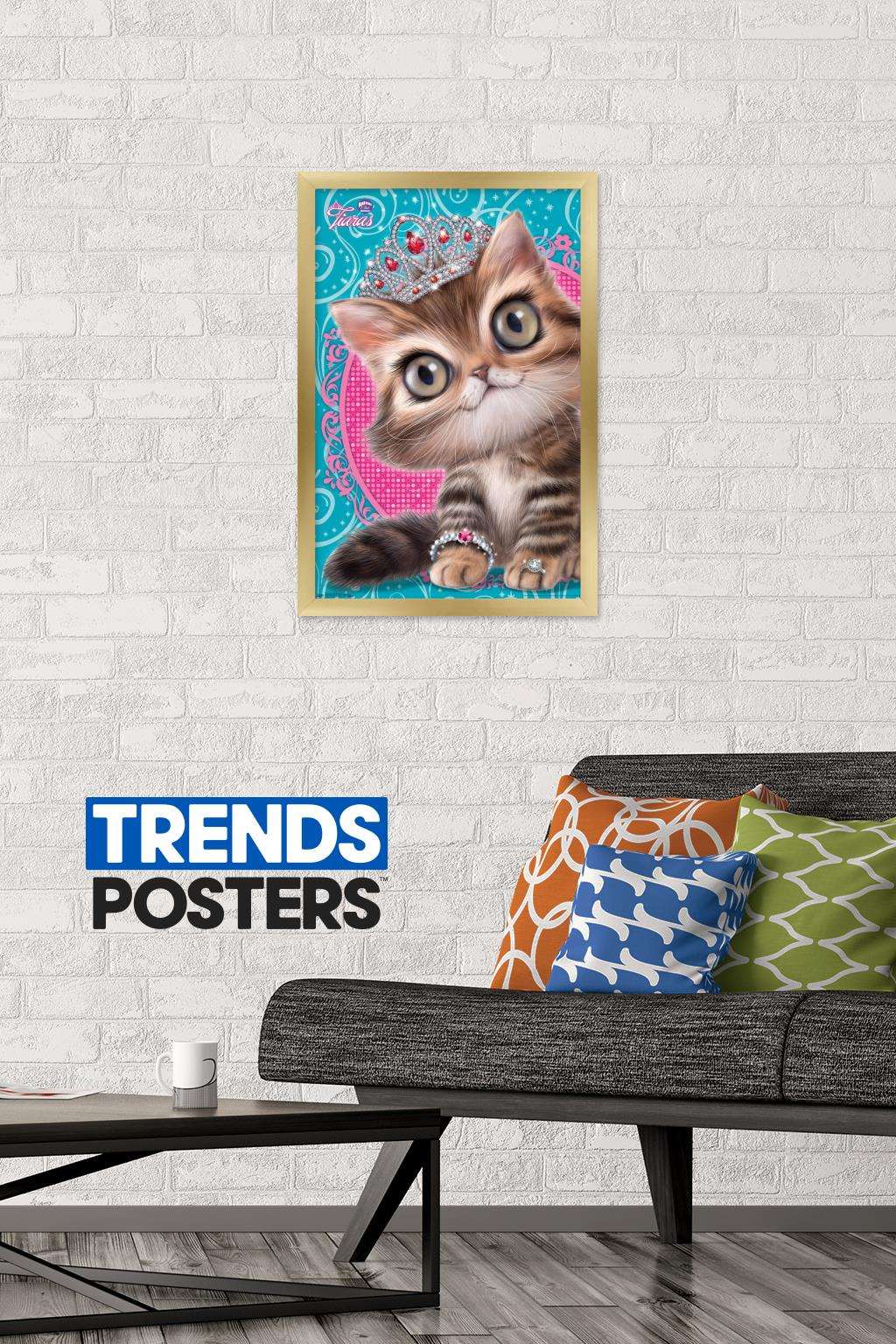 Animal Club - Kitten in a Tiara Wall Poster, 14.725" x 22.375", Framed