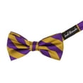 thumbnail image 3 of Jacob Alexander Stripe Woven Men's College Striped Pretied Bowtie - Purple Gold, 3 of 3