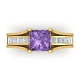 thumbnail image 2 of 2.28 ct Brilliant Princess Cut Alexandrite 14k Yellow Gold Solitaire with Accents Engagement Bridal Wedding Ring Band Set size 8.75, 2 of 7