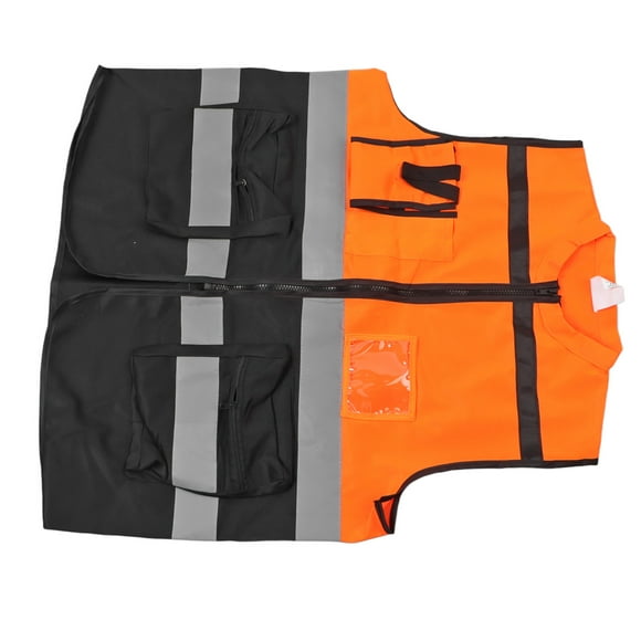 Reflective Clothing, Orange XL Zipper Design  Breathability Adjustable Size Night Reflective Vest Warning Effect High Visibility  For Public Security Patrol
