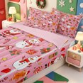 thumbnail image 3 of Manfei Merry Xmas Zipper Twin Comforter Sets with Fitted Sheet and 2 Pillowcases,Red-Green Christmas Stocking Zipper Bedding Set,Pink Reversible,4pcs, 3 of 7