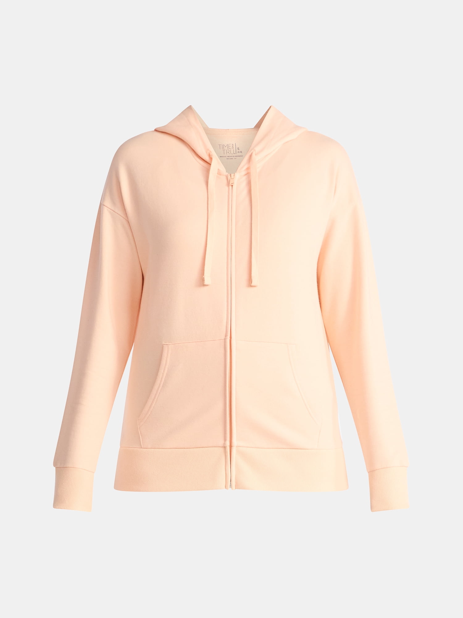 Time and Tru Women's and Women’s Plus Zip Front Fleece Hoodie Jacket, Sizes XS-4X