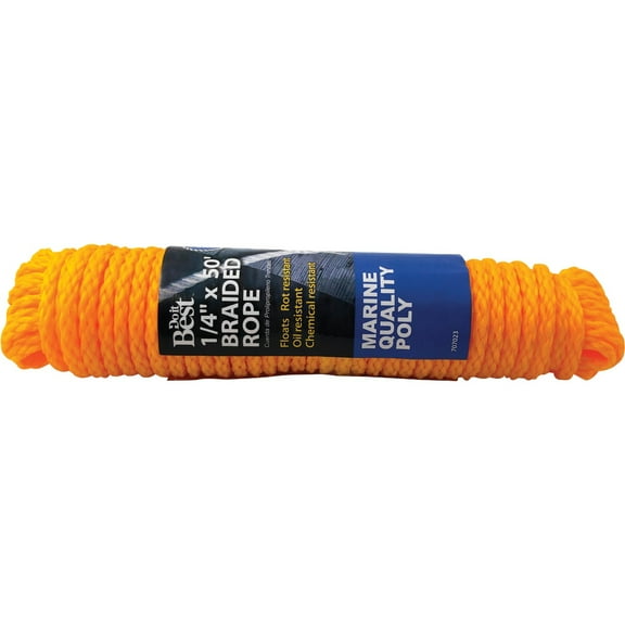 Do it Best 1/4 In. x 50 Ft. Yellow Braided Polypropylene Packaged Rope 707023