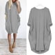 thumbnail image 4 of Women Plus Size Long Eeve Loose Midi Dress With Pockets, 4 of 4