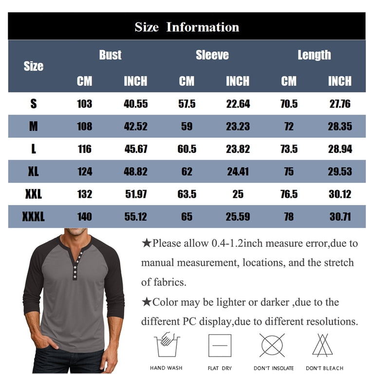 Lumtrix Men's Henley Shirts Long Sleeve Button Down T-Shirt