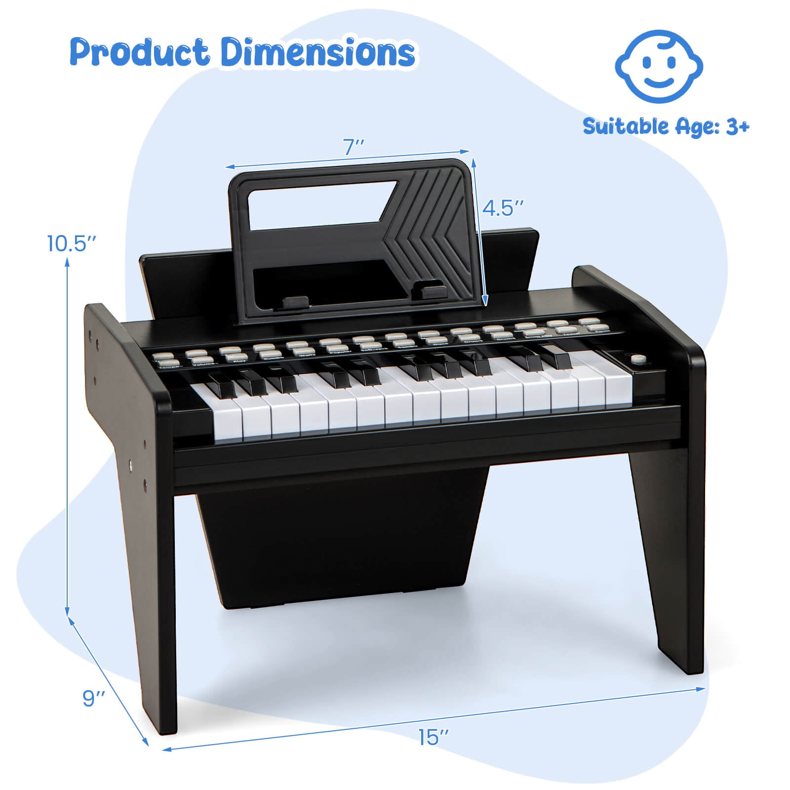 Infans 25 Keys Digital Piano w/Music Stand,Teaching Mode,Lighted Keys, Adjustable Speed