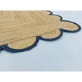 thumbnail image 3 of 3x10 Ft Navy Blue Border Premium Scalloped Jute Rug – Handcrafted Natural Braided Carpet for Living Room, Bedroom, Entryway – Boho Home Decor, 3 of 5
