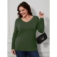 thumbnail image 7 of JYLFC Womens V Neck T-Shirts Casual Basic Shirts Long Sleeve Tops, Green L, 7 of 7