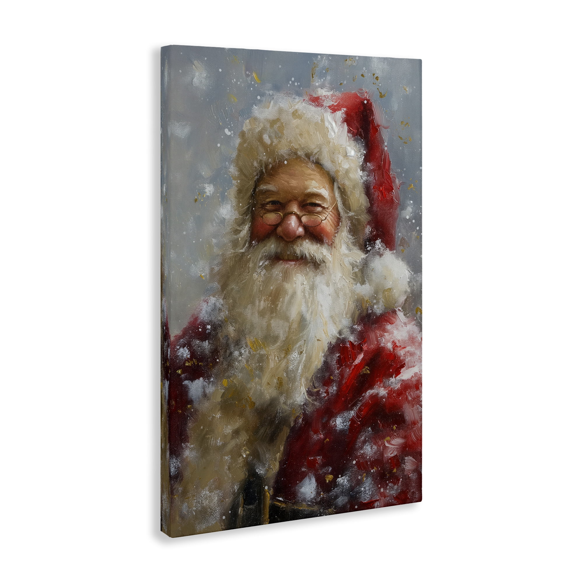 Stupell Industries Smiling Santa Portrait Holiday Painting Gallery Wrapped Canvas Art Print Wall Art, 20 x 30