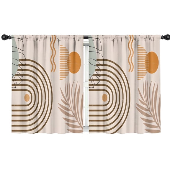 Blackout Kids Curtains,Brown Boho Geometric and Plant Pattern Childrens Insulated Curtains Set Of 2,Bedroom Essentials,Toddler Room Decor 42x54in(106x137cm)