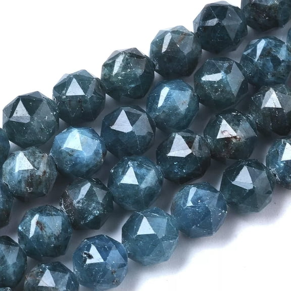 U8MO 31pcs/Strd Faceted Natural Apatite Stone Beads Star Cut Round Loose Spacer 6~7mm