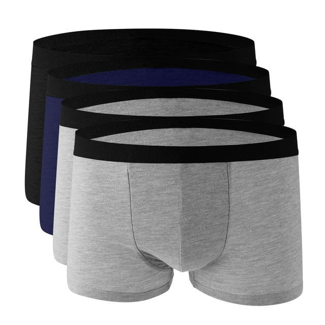 Plebaso Men's 4 Pack Boxers Underwear Comfortable Stretch Boxer Briefs Breathable Mens Soft Underpants