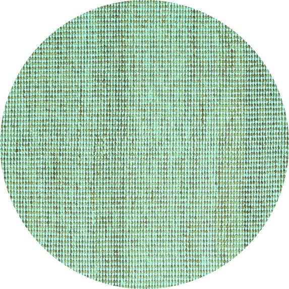 Ahgly Company Machine Washable Indoor Round Abstract Turquoise Blue Contemporary Area Rugs, 6' Round