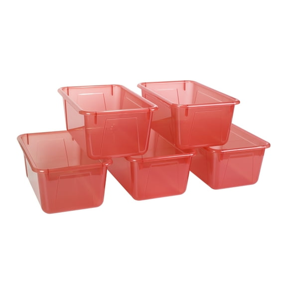 Storex Small Cubby Bin, Candy Red, 5-Pack