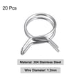 thumbnail image 3 of Unique Bargains Double Wire Spring Hose Clamp, 304 Stainless Steel 13mm Fuel Line Silicone Tube Spring Clips, 20 Pack, 3 of 5