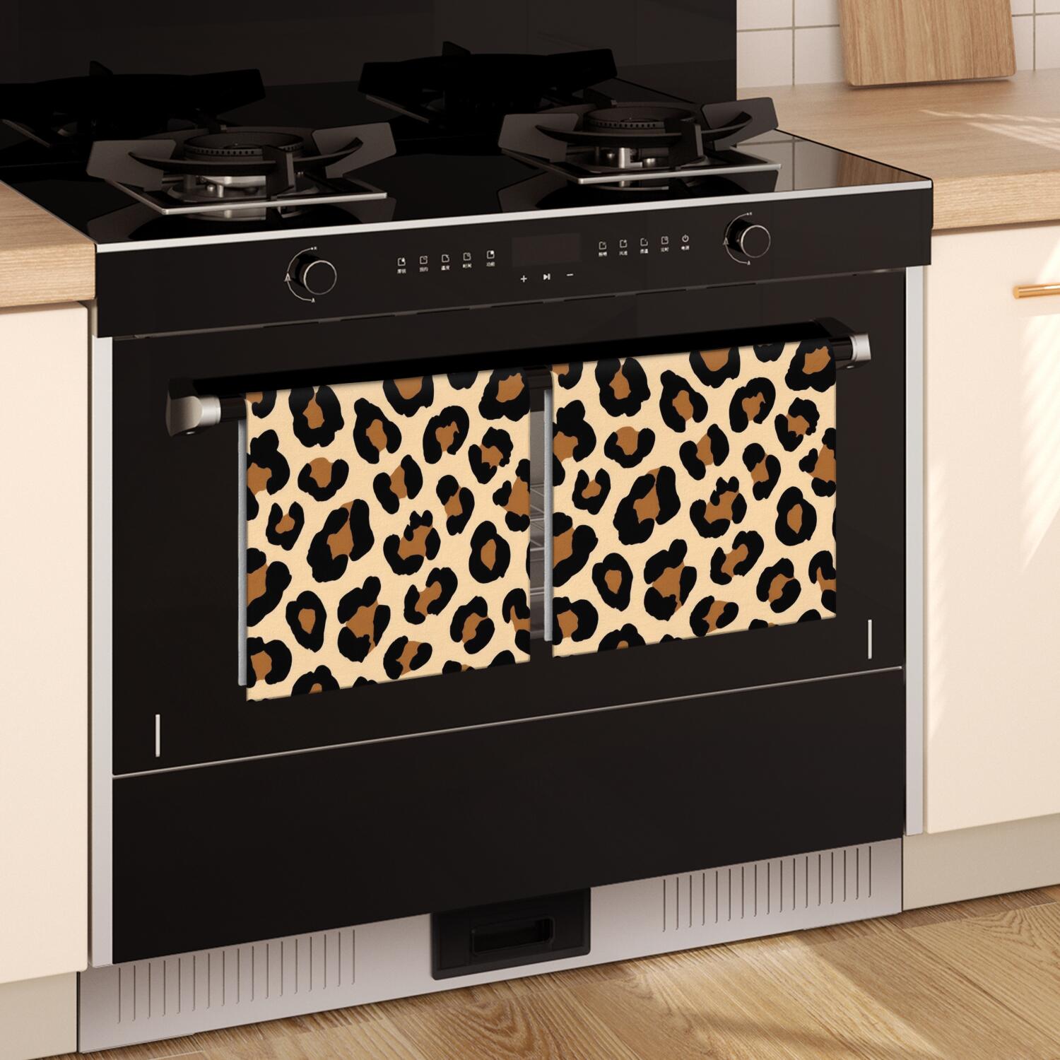 2 Pcs Funny Kitchen Towels,Classic Leopard Print Microfiber Dish Towels,Kitchen Tea Towels,Kitchen Towel Set (18" X 26")
