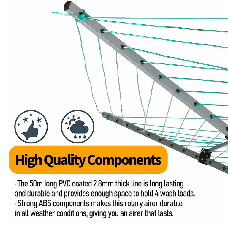 IAJXWI Heavy-Duty Outdoor Clothes Line, 12-Line Folding Drying