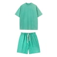 thumbnail image 2 of Miqool Mens Short Sets 2 Piece Outfits Summer Tracksuits Casual Short Sleeve Crewneck T Shirt and Drawstring Shorts Sets Sweatsuits Loungewear, 2 of 9