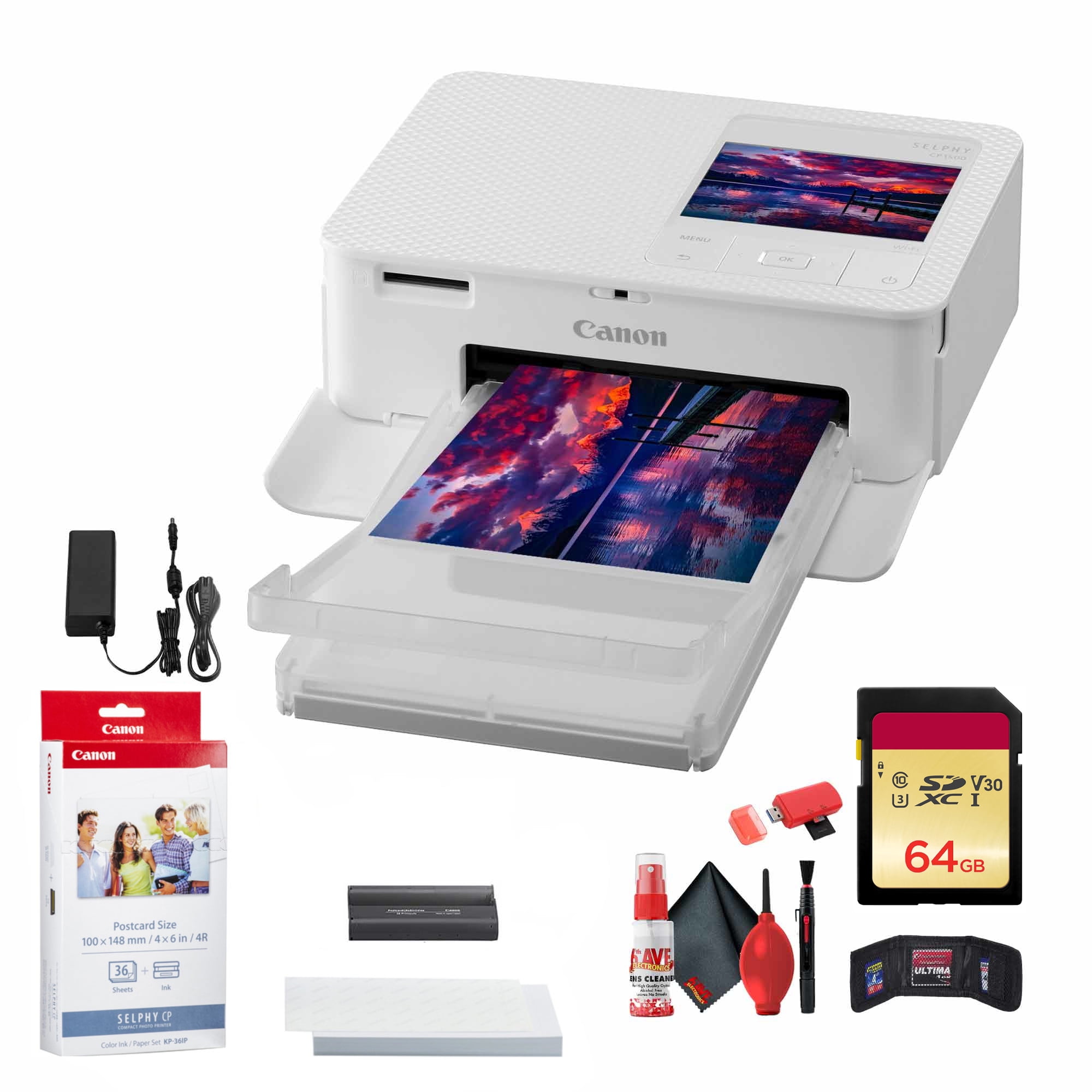 Canon SELPHY CP1500 Photo Printer (White) + Canon KP-36IP Color