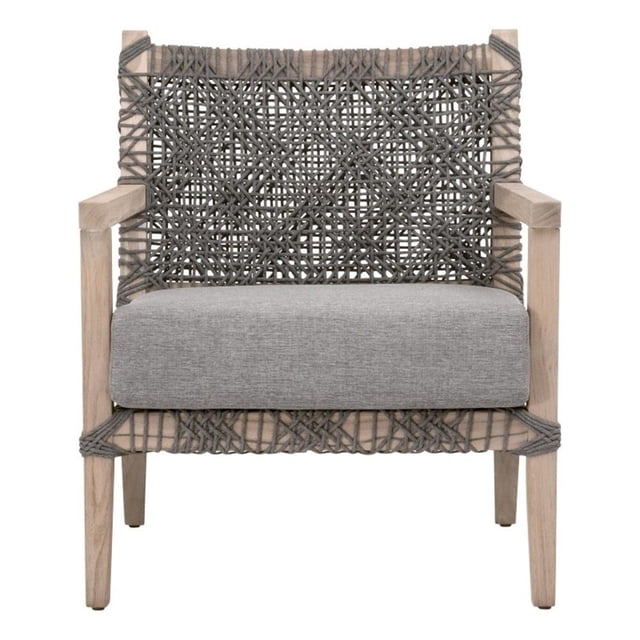 Pemberly Row 28.5" Teak Rope Weave Outdoor Club Chair in Dove