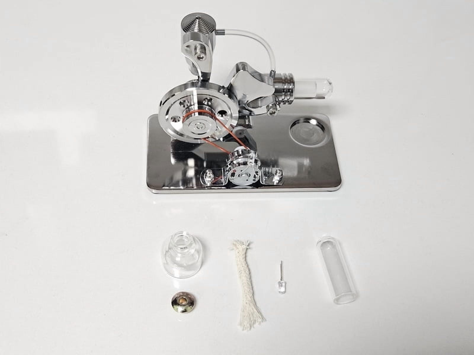 Stirling Engine Model Kit, Hand-Assembled Squirrel-Shaped Heat-Powered Stirling Engine Generator with LED Light for STEM Education & Physics Learning