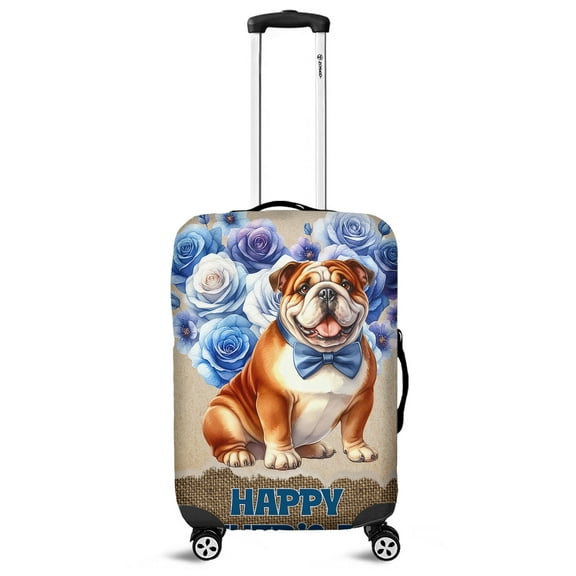 Bulldog Proud Dad Happy Father's Day Travel Luggage Cover Dog Lover Gifts Idea Suitcase Dust Protective Decor - 02008