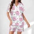 thumbnail image 2 of PRIYAL Ensemble de Pyjama en Soie Mignon Cochon Rose pour Femmes Manches Courtes Ensemble de Détente 2 Pcs, 2 of 6