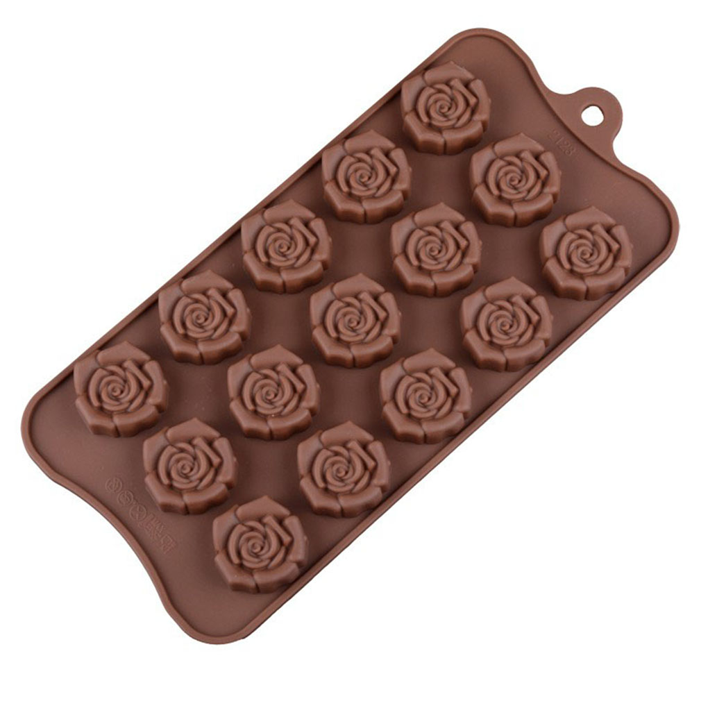 Cusimax Silicone 15 Rose Flower Shape Chocolate Molds Cake Moulds Cake Decorating Tools Jelly