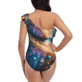 thumbnail image 5 of Rateoe Colorful Planet Universe Pattern Women One Piece Swimsuits Tummy Control One Shoulder Bathing Suits Ruffle Swimwear-XX-Large, 5 of 6