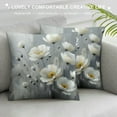 thumbnail image 3 of JEUXUS Square Abstract Floral Modern White Blooming Blossom Plush Pillowcase (Universal 1) White, 3 of 5