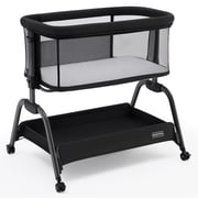 HARPPA Bassinet Bedside Sleeper, Bedside Bassinet with Storage & Wheels for Infants, Black