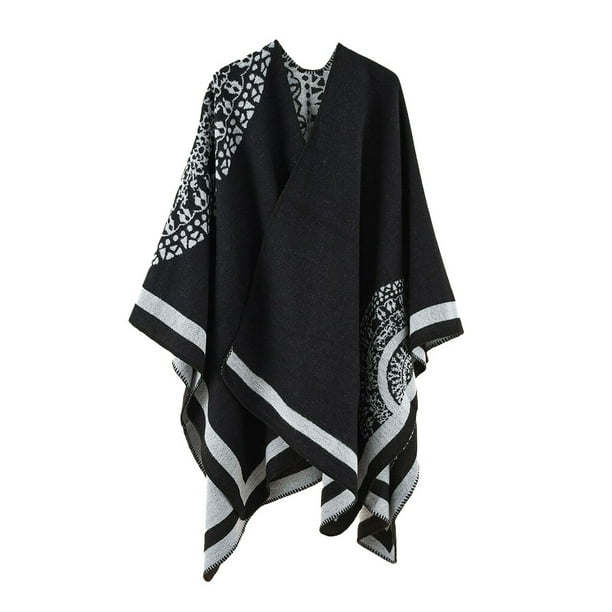 Minnieouse Poncho grueso de otoño e invierno para mujer, capa portátil para mantener el calor, chal cálido para fiestas, vestirse para viajes Abrigos y chamarras Blanco