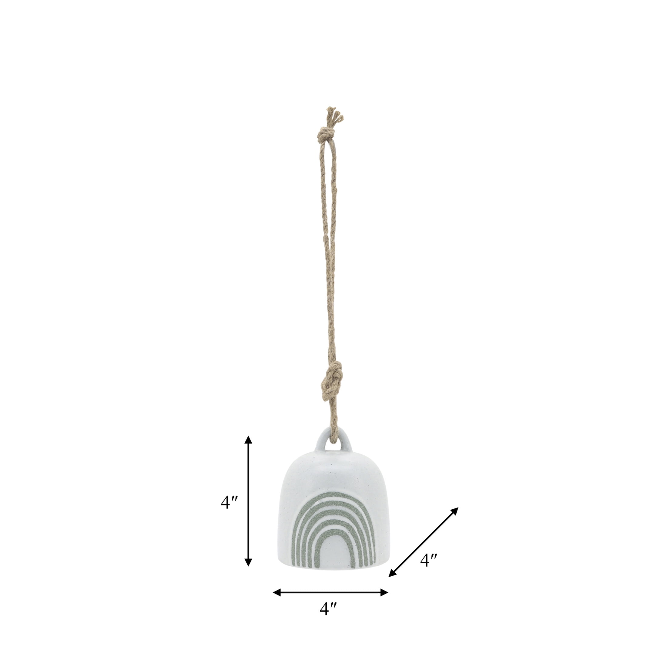 Modern Ceramic Small Bell Wind Chimes for Garden or Outside Decor - Beautiful Windchime for Patio & Porch Hanging Display - Decorative Outdoor Accent for Home Decoration - 4", White & Green