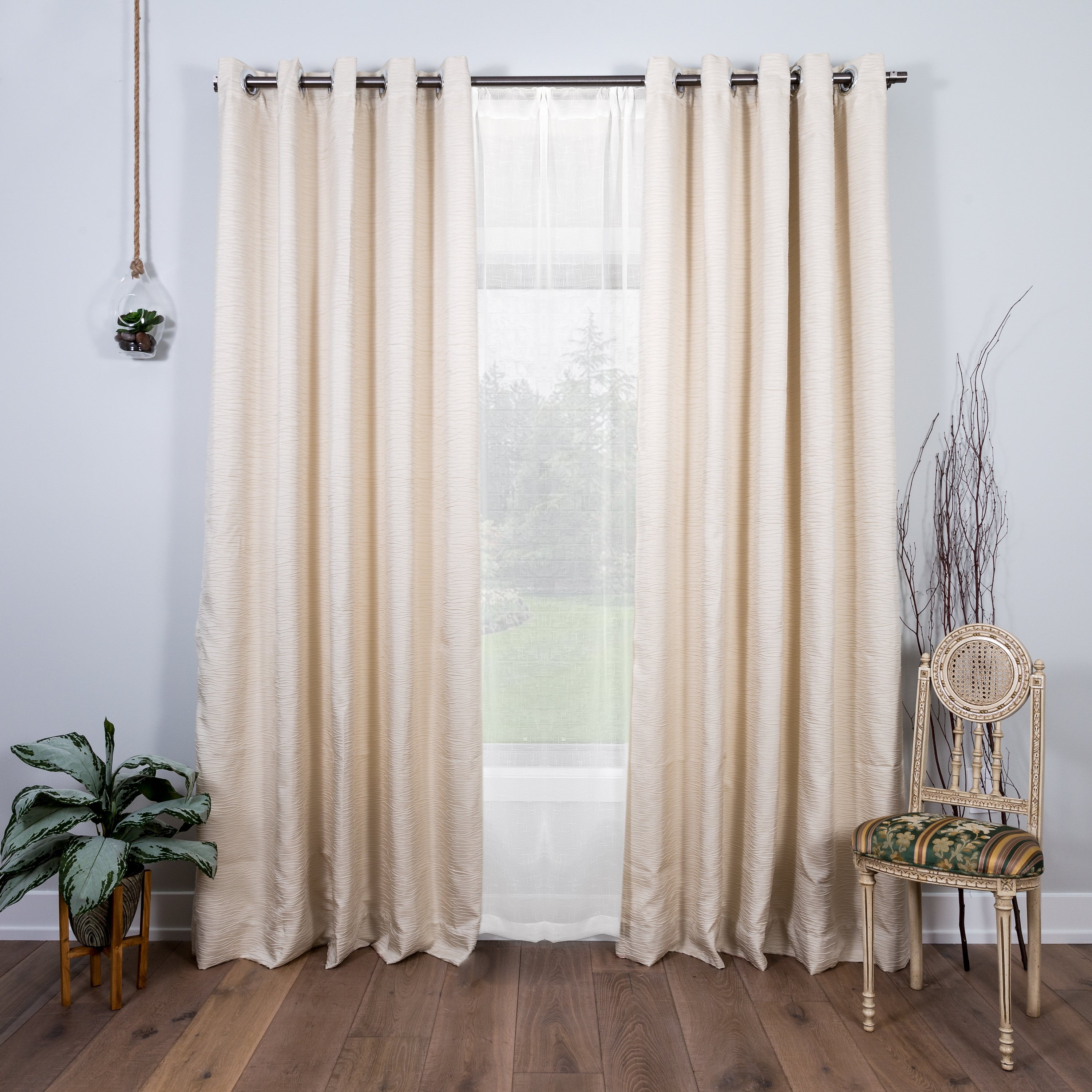 Spin & Weave ExtraWide Nesmith Cream Textured Curtain Panels 64”W x 84