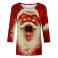 thumbnail image 5 of LEKWK Christmas 3/4 Sleeve Shirts for Women Funny Holiday Xmas Graphic Tops Crew Neck Going Out T Shirt Fashion Family Party Outfits, 5 of 5