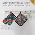 thumbnail image 4 of Yayeee Oven Mitts and Pot Holder Set of 4 Heat Resistant Kitchen Gloves Baking Hot Pad, Christmas Themed Leaves, 4 of 5