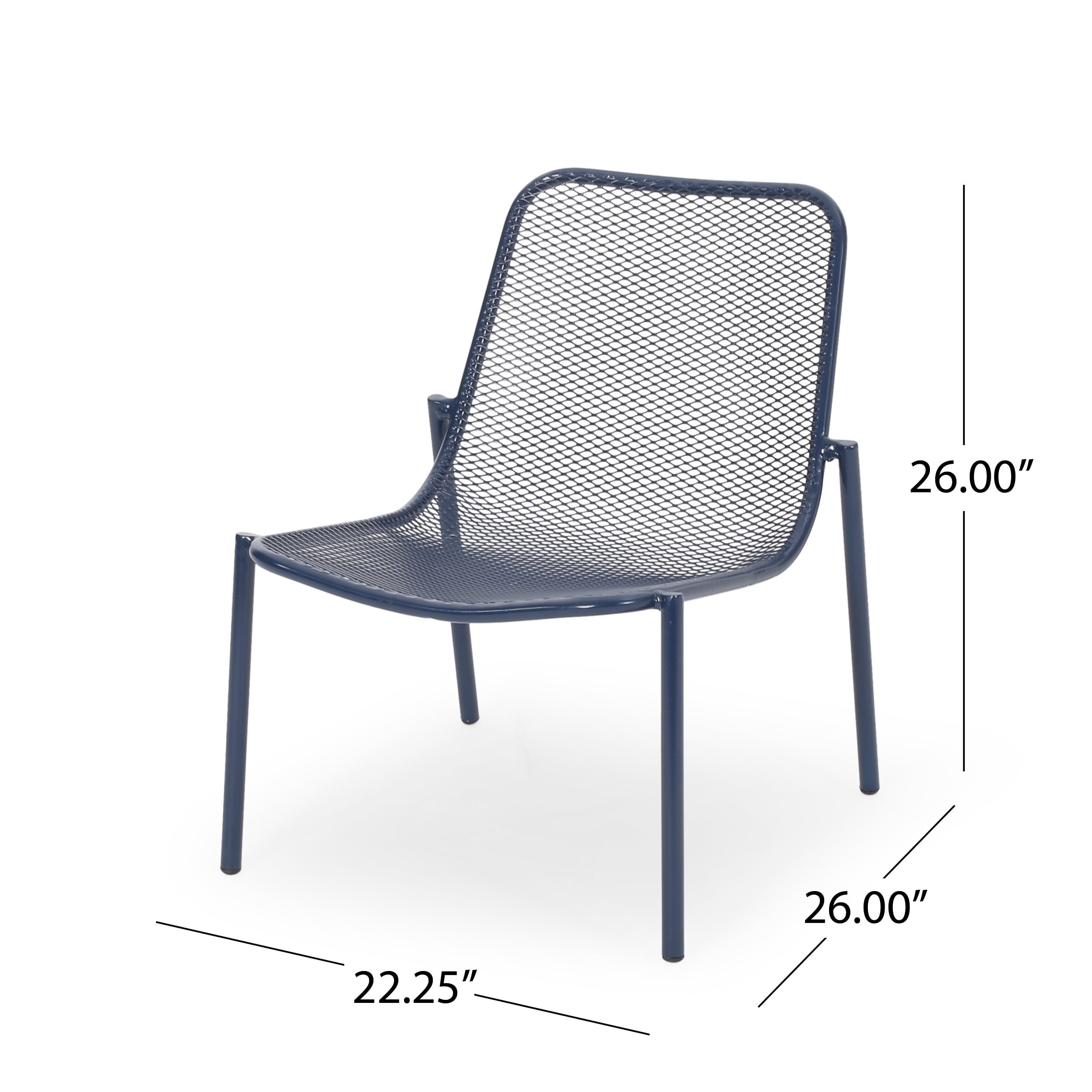 Outdoor Stackable Mesh Chair Set of 2, Portable Leisure Seats for Patio Garden, Navy Blue
