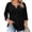Black, variant on Womens Plus Size Tops 3/4 Sleeve Shirts Summer Cut Out Ring Keyhole Neck Dressy Casual Loose Tunic Tops Green L