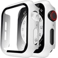 thumbnail image 1 of 2 Pack Hard Case Compatible for Apple Watch SE Series 6 5 4 44mm Built in 9H Tempered Glass Screen Protector Slim Bumper Touch Sensitive Full Protective Cover Compatible for iWatch 44mm - White, 1 of 6