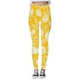 thumbnail image 4 of MIASHUI Easter Day Print High Waist Yoga Pants for Women Tights Compression Running Fitness Gym Leggings Yellow,L, 4 of 5