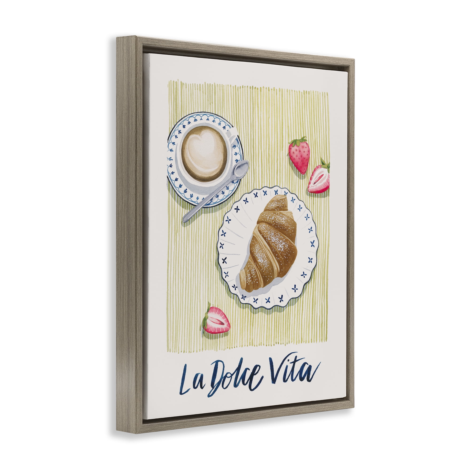 Stupell Industries La Dolce Vita Brunch Food & Beverage Painting Brown Floater Framed Canvas Art Print Wall Art, 17 x 21
