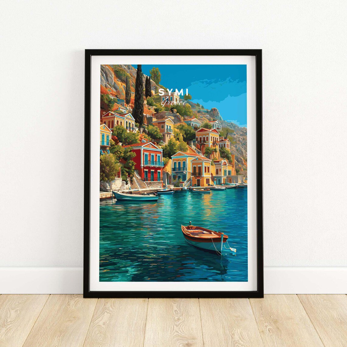 Symi Greece Aegean Island Wall Art Decor Unframed Paper Print