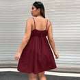 thumbnail image 5 of AURA Plus Size Womens Wine Red Spaghetti Strap Mini Dress High Waist Flowy Casual Summer Vacation Dress, 5 of 6