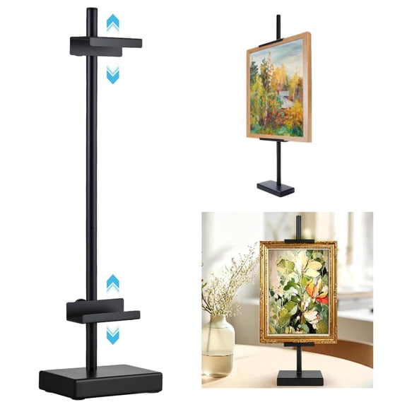 Adjustable Tabletop Easel Stand - 18 Inch Metal Picture Frame Display for Desk, Office, and Gallery, Black
