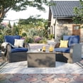 thumbnail image 1 of CorLiving Brisbane Rust Resistant Outdoor Resin Wicker Patio Arm Chair with Cushions, 1 of 8