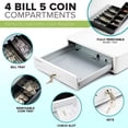 thumbnail image 3 of Mini Cash Register Drawer for Point of Sale (POS) System with Round Edges - Fully Removable 2-Tier 4 Bill 5 Coin Cash, 3 of 5