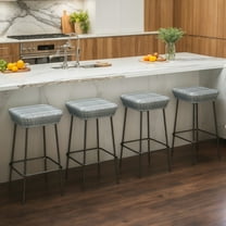 Spaco 29.5 Inches Patio Bar Stools Set of 2, Bar Stool with Rattan Seat and Footrest for Patio, Garden, Backyard, Gray